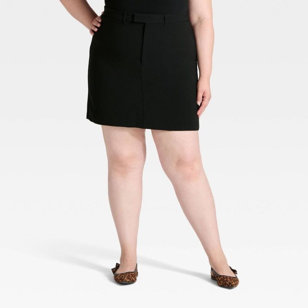 Women's Tailored Mini A-Line Skirt - A New Day Black XXL